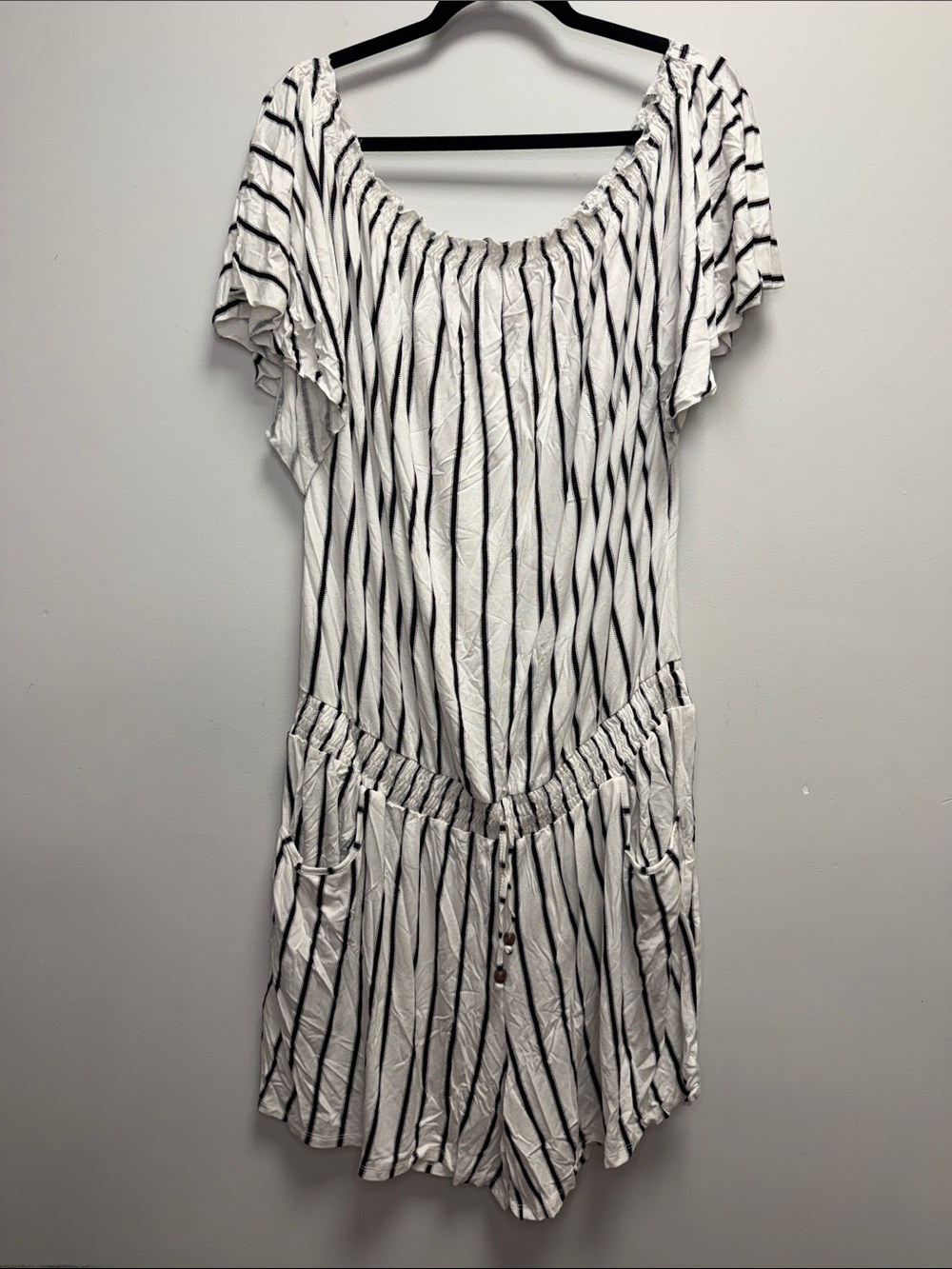 LASCANA | White and Black Striped Women’s Romper